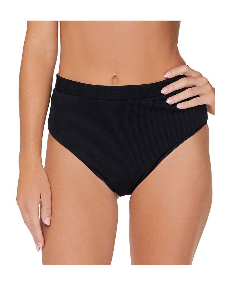 Juniors' Textured High-Waist Bikini Bottoms Black $29.12 Swimsuits