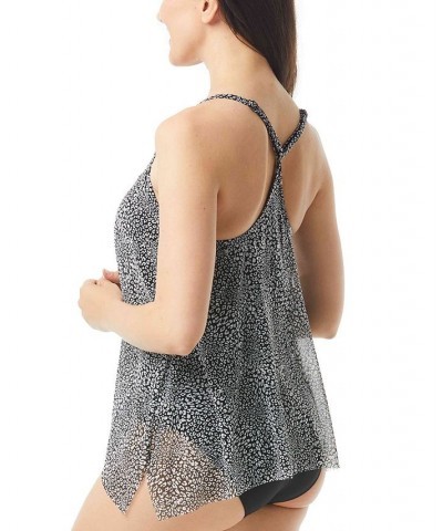 Current Printed Mesh Bra-Sized Tankini Top Cast Black $31.21 Swimsuits