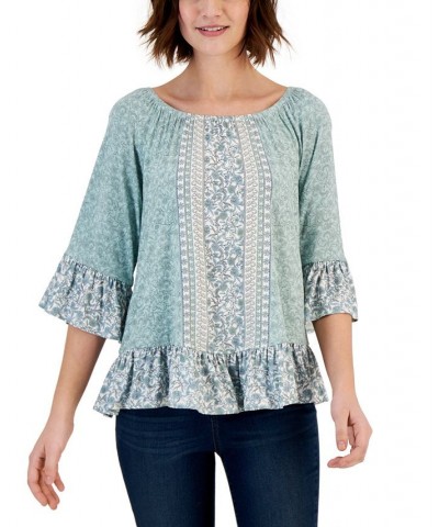 Women's Printed On Off Knit Top Gray $12.20 Tops