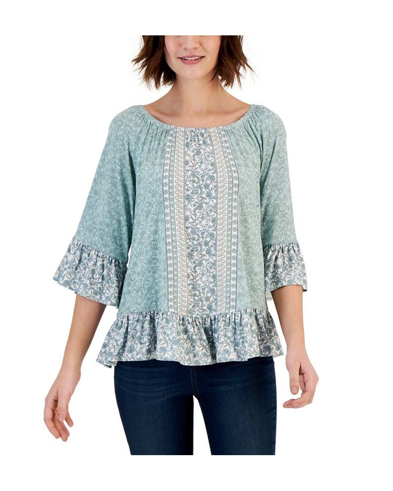 Women's Printed On Off Knit Top Gray $12.20 Tops