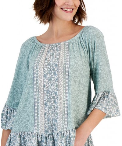 Women's Printed On Off Knit Top Gray $12.20 Tops