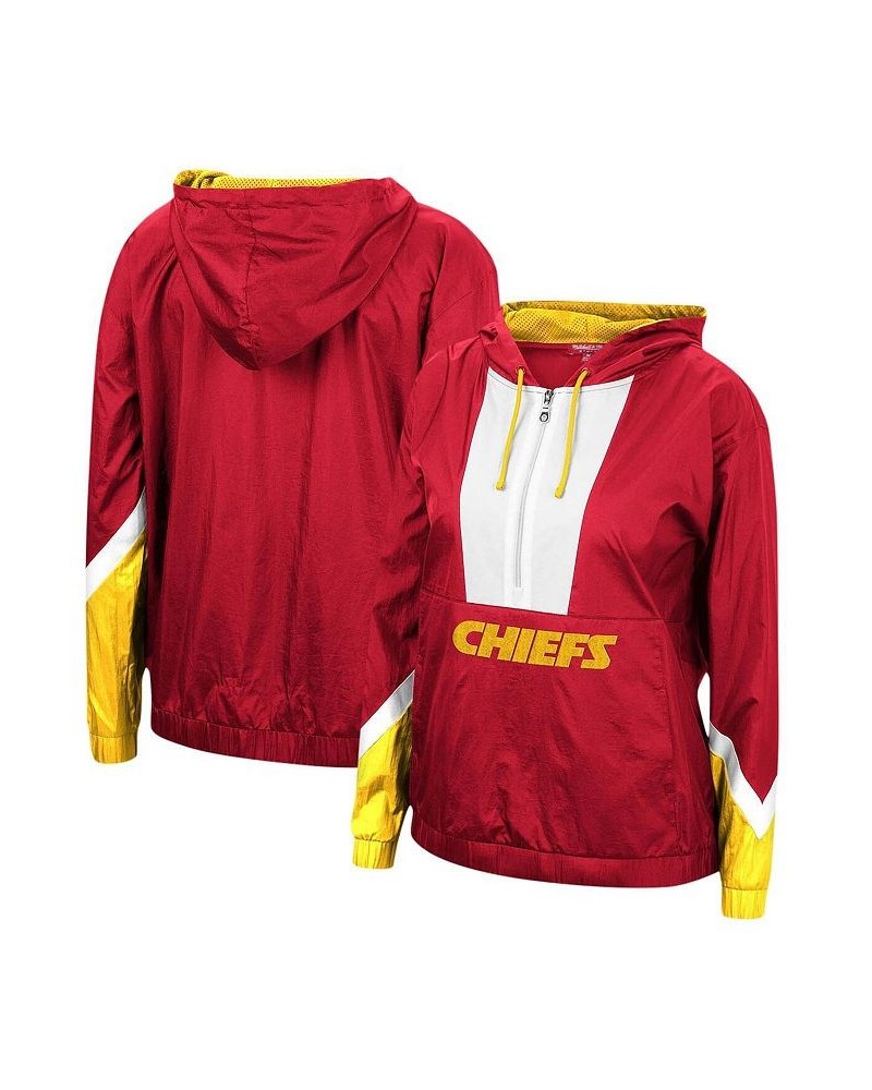 Women's Red Kansas City Chiefs Half-Zip Windbreaker Hoodie Red $45.60 Sweatshirts