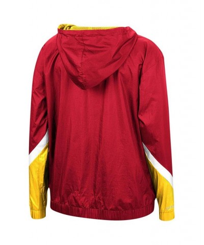 Women's Red Kansas City Chiefs Half-Zip Windbreaker Hoodie Red $45.60 Sweatshirts