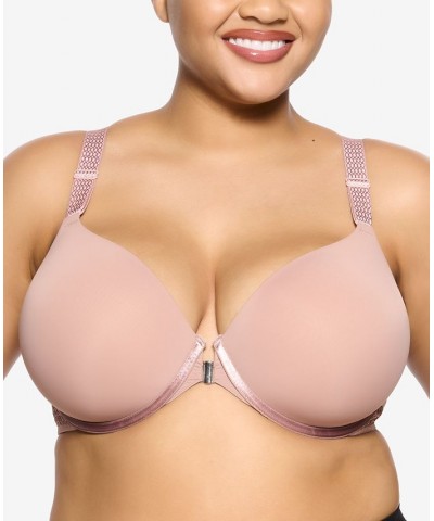 Women's Body Soft Smoothing Front Close T-Shirt Bra Brown $17.66 Bras