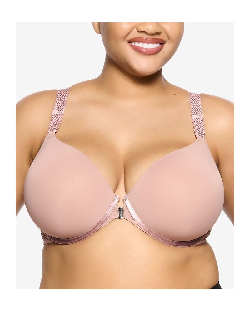 Women's Body Soft Smoothing Front Close T-Shirt Bra Brown $17.66 Bras