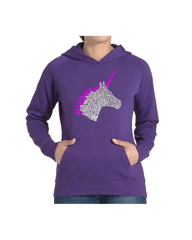 Women's Word Art Hooded Sweatshirt -Unicorn Purple $25.20 Sweatshirts