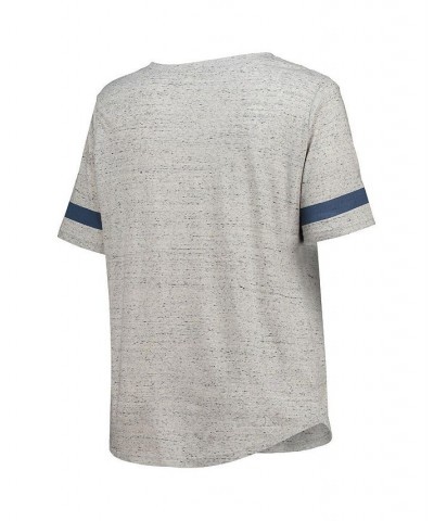 Women's Heathered Gray Dallas Cowboys Plus Size Lace-Up V-Neck T-shirt Heather Gray, Navy $29.99 Tops