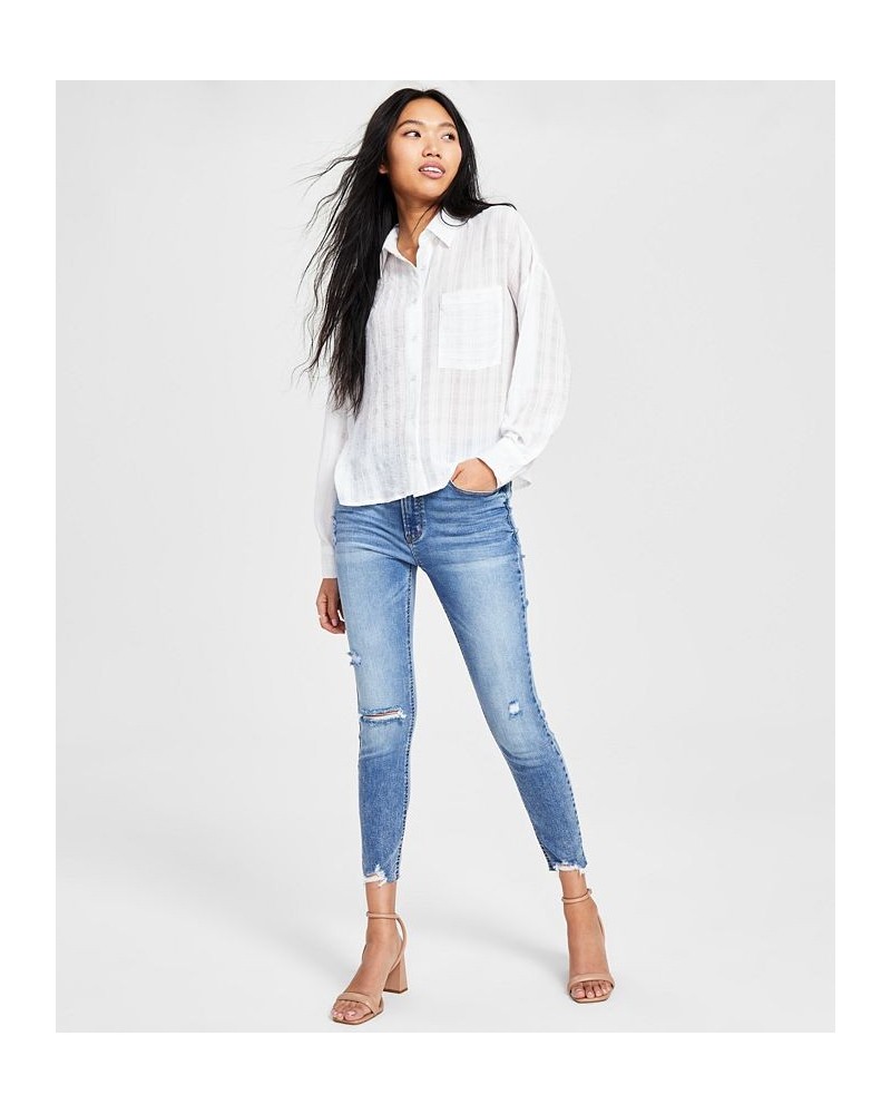 Women's Textured Button-Front Shirt White $24.19 Tops