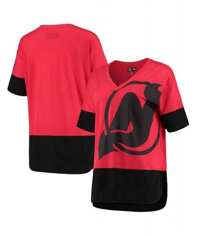 Women's Red New Jersey Devils First Place V-Neck T-shirt Red $22.00 Tops