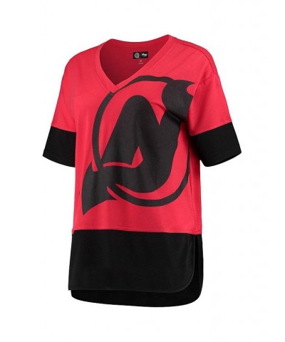 Women's Red New Jersey Devils First Place V-Neck T-shirt Red $22.00 Tops