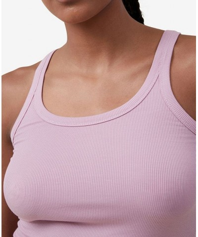 Women's Staple Rib Scoop Neck Tank Purple $13.20 Tops