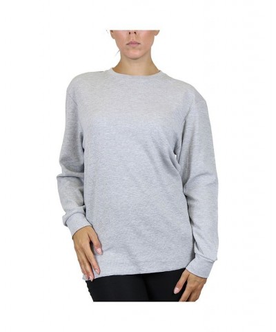 Women's Loose Fit Waffle Knit Thermal Shirt Heather Gray $19.60 Tops