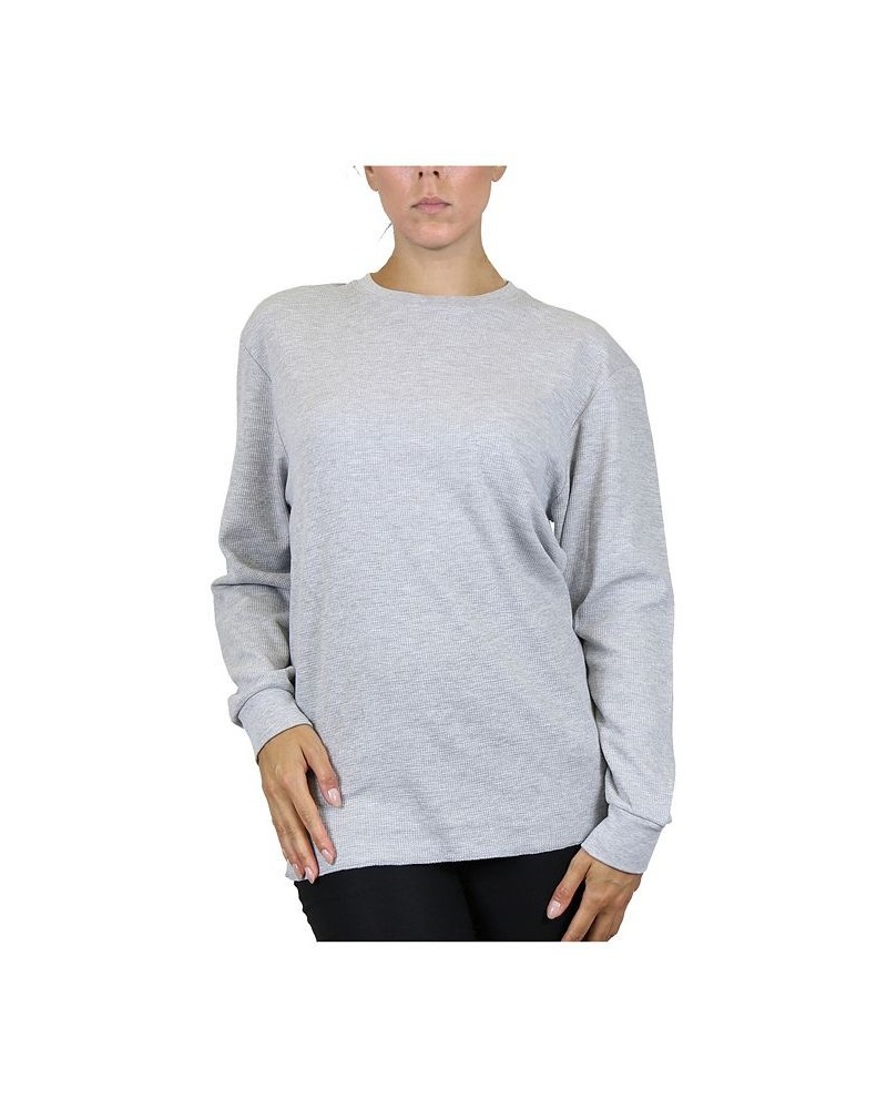 Women's Loose Fit Waffle Knit Thermal Shirt Heather Gray $19.60 Tops