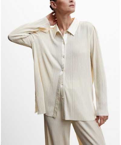 Women's Pleated Shirt Tan/Beige $32.90 Tops