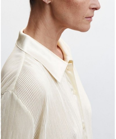 Women's Pleated Shirt Tan/Beige $32.90 Tops