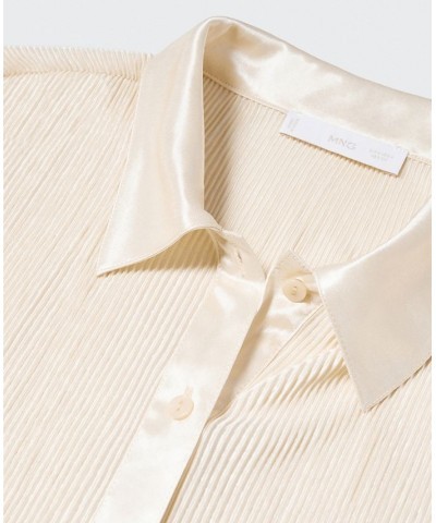 Women's Pleated Shirt Tan/Beige $32.90 Tops