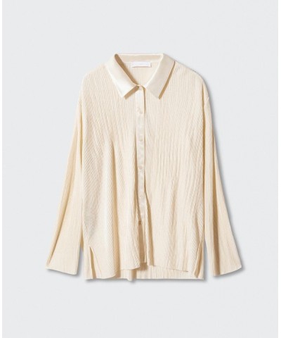 Women's Pleated Shirt Tan/Beige $32.90 Tops