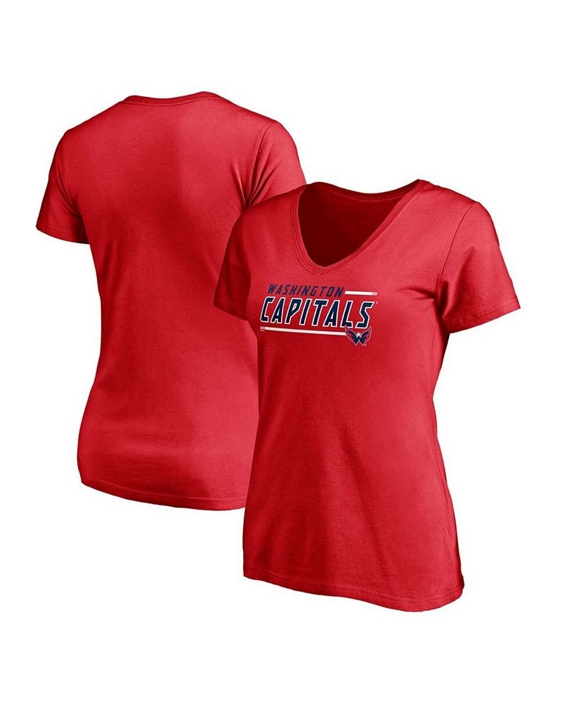 Women's Red Washington Capitals Mascot in Bounds V-Neck T-shirt Red $17.81 Tops