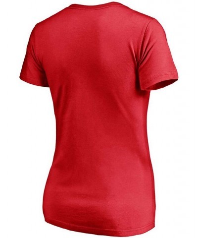 Women's Red Washington Capitals Mascot in Bounds V-Neck T-shirt Red $17.81 Tops