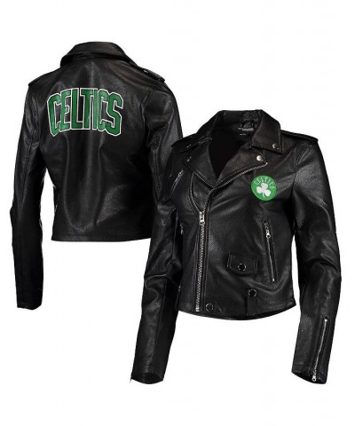 Women's Black Boston Celtics Moto Full-Zip Jacket Black $57.00 Jackets