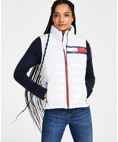 Women's Flag Puffer Vest White $39.07 Jackets