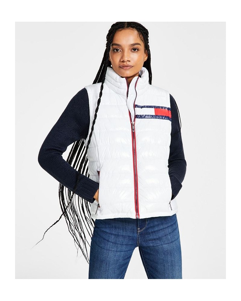 Women's Flag Puffer Vest White $39.07 Jackets