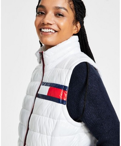 Women's Flag Puffer Vest White $39.07 Jackets