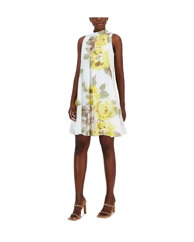 Women's Floral-Print Shift Dress Ivory/yellow $28.90 Dresses