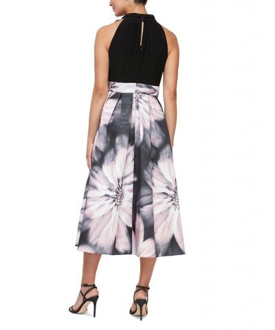 Women's Hi-Low Printed-Skirt Party Dress Black Blush $74.50 Dresses