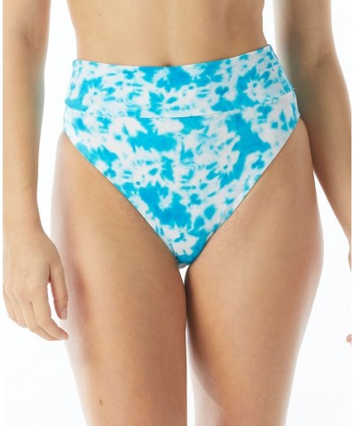 Cora Tie-Dyed High-Waist Bikini Bottoms Teal Cove $18.54 Swimsuits