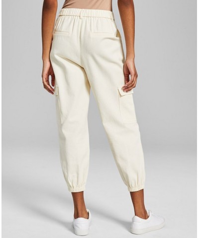 Women's Mid-Rise Cargo Jogger Pants Ivory/Cream $23.60 Pants