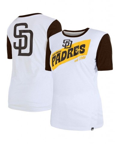 Women's White San Diego Padres Colorblock T-shirt White $20.25 Tops