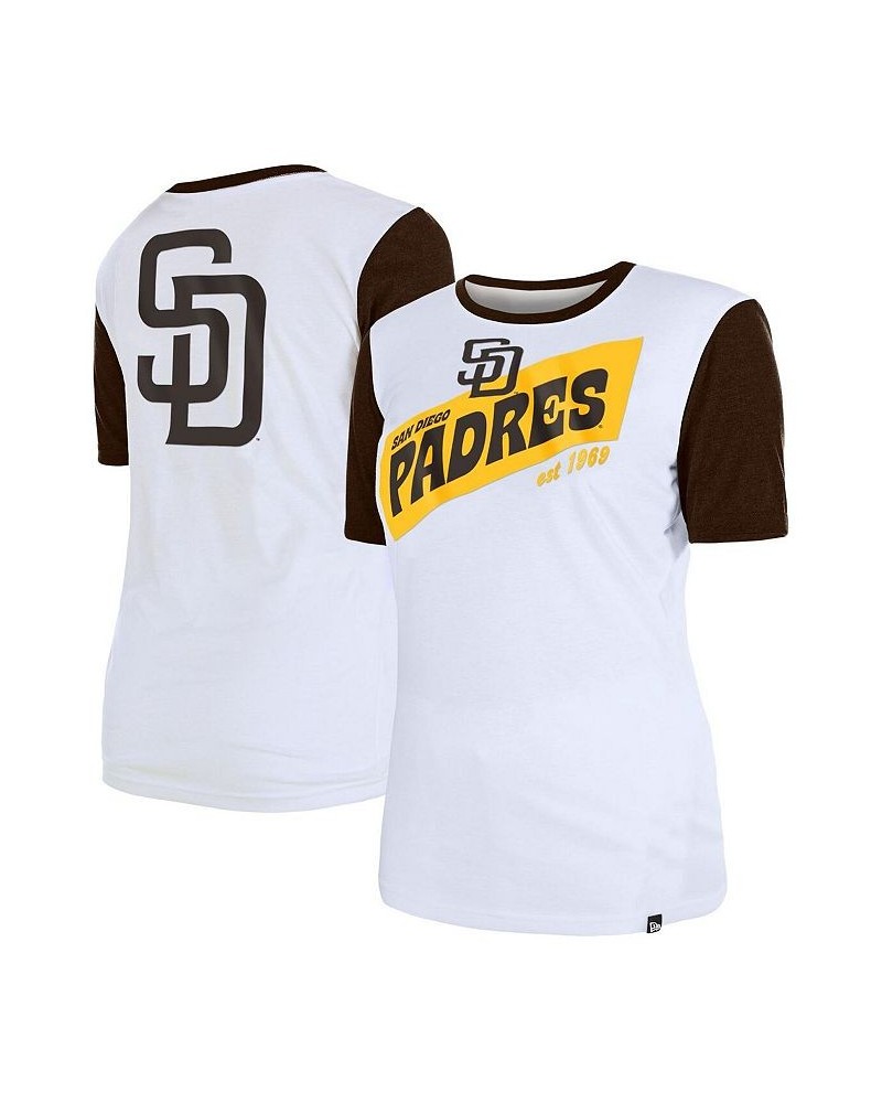 Women's White San Diego Padres Colorblock T-shirt White $20.25 Tops