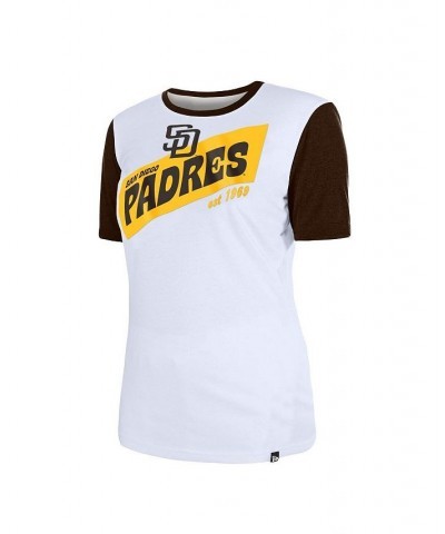 Women's White San Diego Padres Colorblock T-shirt White $20.25 Tops