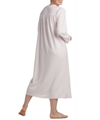 Women's Long-Sleeve Knit Nightgown Pink $29.25 Sleepwear