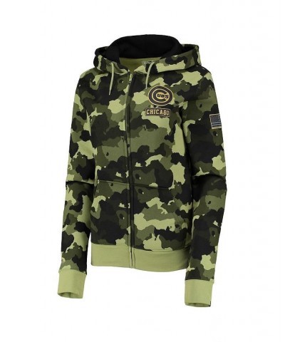 Women's Green Chicago Cubs 2022 MLB Armed Forces Day Camo Full-Zip Hoodie Green $35.20 Sweatshirts