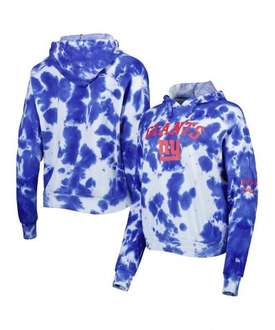 Women's Royal New York Giants Cloud Dye Fleece Pullover Hoodie Royal $43.99 Sweatshirts