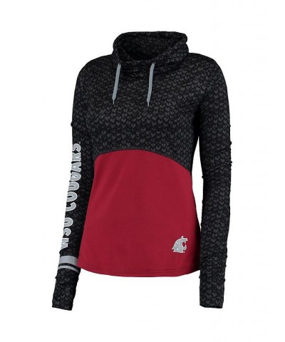 Women's Black Crimson Washington State Cougars Scaled Cowl Neck Pullover Hoodie Black $36.71 Sweatshirts