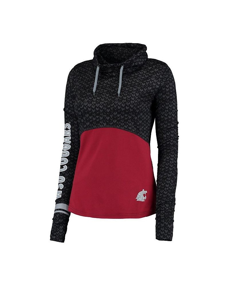 Women's Black Crimson Washington State Cougars Scaled Cowl Neck Pullover Hoodie Black $36.71 Sweatshirts