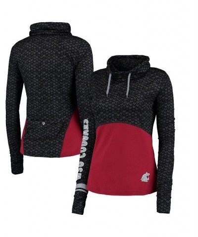 Women's Black Crimson Washington State Cougars Scaled Cowl Neck Pullover Hoodie Black $36.71 Sweatshirts