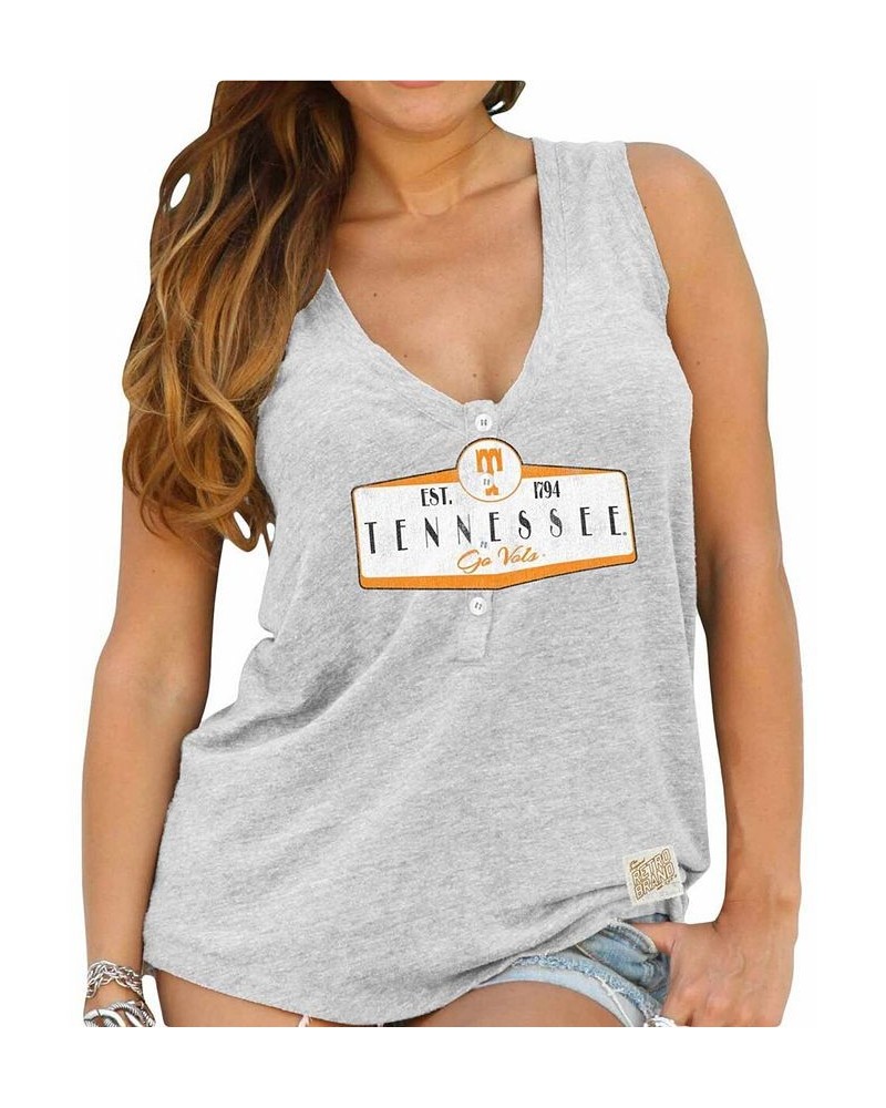 Women's Tennessee Volunteers Ash Relaxed Henley Tank Top Ash $20.24 Tops