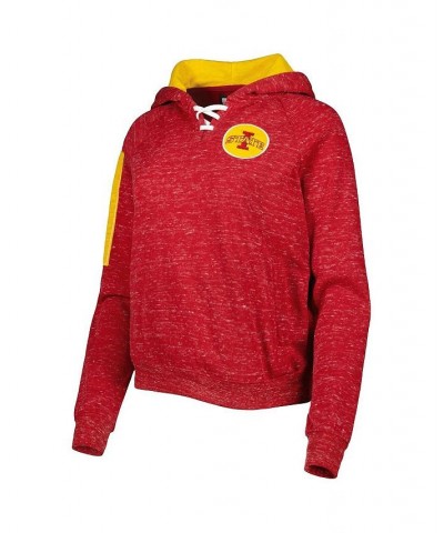 Women's Cardinal Iowa State Cyclones The Devil Speckle Lace-Placket Raglan Pullover Hoodie Cardinal $28.60 Sweatshirts