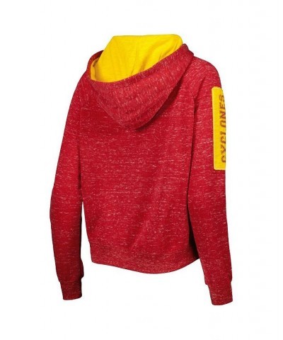 Women's Cardinal Iowa State Cyclones The Devil Speckle Lace-Placket Raglan Pullover Hoodie Cardinal $28.60 Sweatshirts