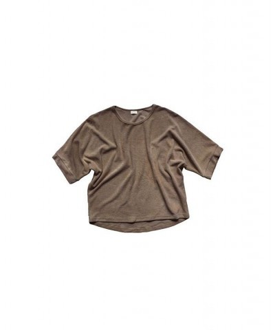 Women's Maternity Organic Cotton Oversized Terry Top Walnut $40.29 Tops