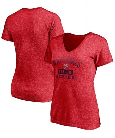 Women's Heathered Red Washington Nationals Old Time Favorite V-Neck T-shirt Heathered Red $23.99 Tops