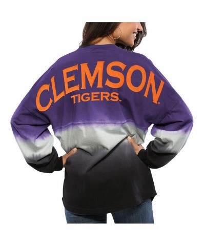 Women's Purple Clemson Tigers Ombre Long Sleeve Dip-Dyed T-shirt Purple $46.55 Tops