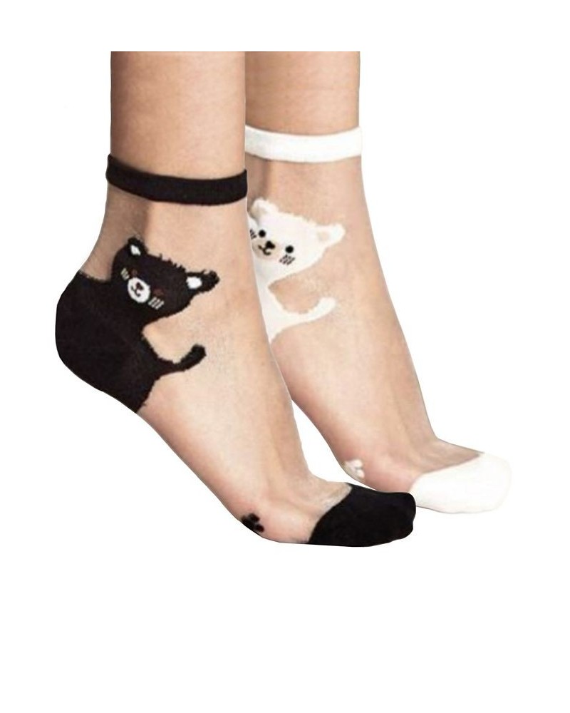 Women's Sheer Cats Two Pair Pack Socks $12.98 Socks