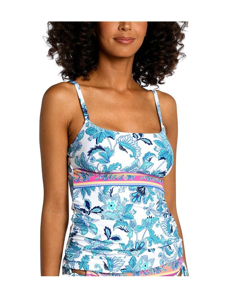 Women's Santorini Scoop-Neck Tankini Top Floral / Emerald $34.56 Swimsuits