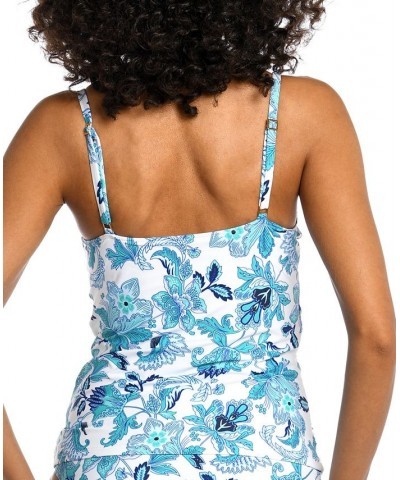 Women's Santorini Scoop-Neck Tankini Top Floral / Emerald $34.56 Swimsuits