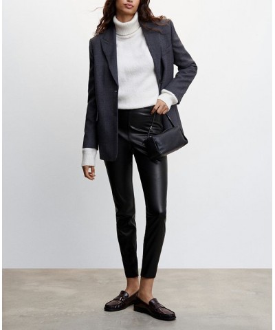 Women's Leather-Effect Split Hems Leggings Black $25.80 Pants